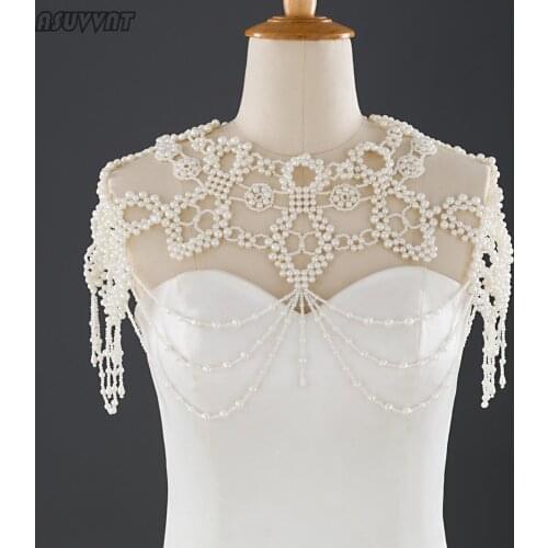 Noble Bride Shoulders Tube Top Wedding Dress Accessories Pearl Handmade Shoulder Chain For Wedding Banquet Women Girl Dress Up