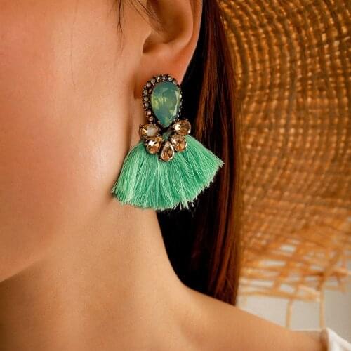 Bohemian Fashion Personality Green Tassels Earrings for Women Jewelry Gifts