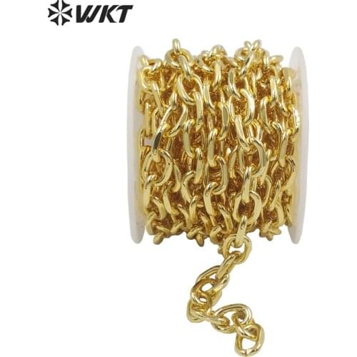 WT-BC161 Wholesale double faceted thick Link brass chain with 18k real gold plated resist tarnishable DIY jewelry chain