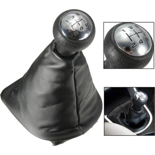 Black chrome leather car automatic 5-speed manual gear lever shift lever knob fitfor Peugeot 207 307 406
