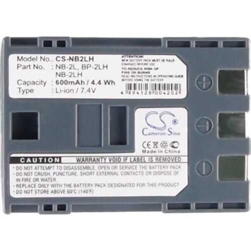 Cameron Sino 600mAh Battery NB-2L for Canon Elura 65,Elura 70,Elura 80,Elura 85,Elura 90,ZR500,ZR600,ZR700,ZR800,ZR830,ZR850