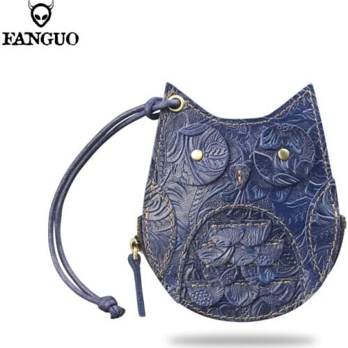 2020 Coin Purse Mens Short Wallet Genuine Leather Vintage Handmade Female Mini Zipper Wallet Womens Bag