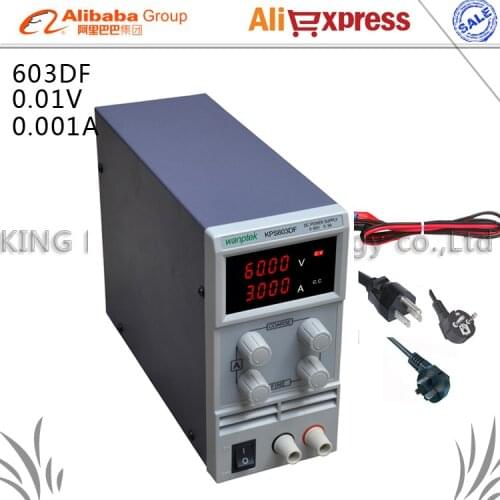KPS603DF 0-60V/0-5A 110V-230V 0.01V/0.001A EU LED Mini Adjustable Digital DC Power Supply MA Display FOr US/EU/AU Plug