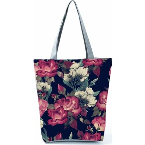 Pretty Floral Printed Shoulder Bags Fashion All-Match Womens Bag High Capacity Eco Shopping Bags Portable Practical Handbags