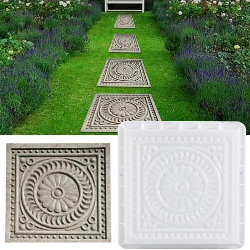 Square DIY Paving Mould Plastic Simulation Concrete Brick Landscape Pedal Stone Garden Making Tools Path Mold