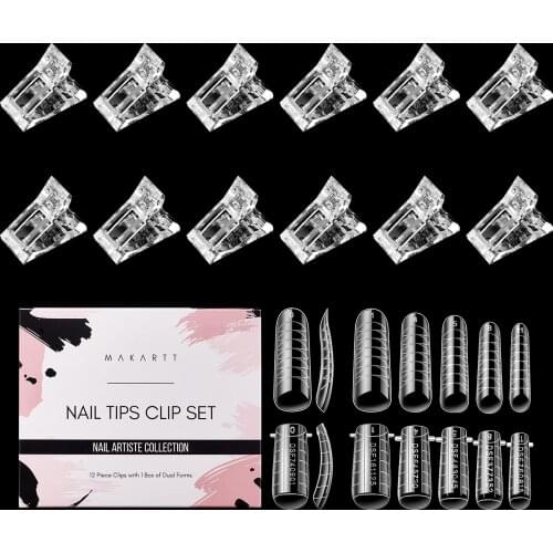 Makartt Nail Tip Clips Quick Building Poly Nail Gel with Dual Nail Forms Clear Acrylic Nail Clips Dual Forms Nail Molds