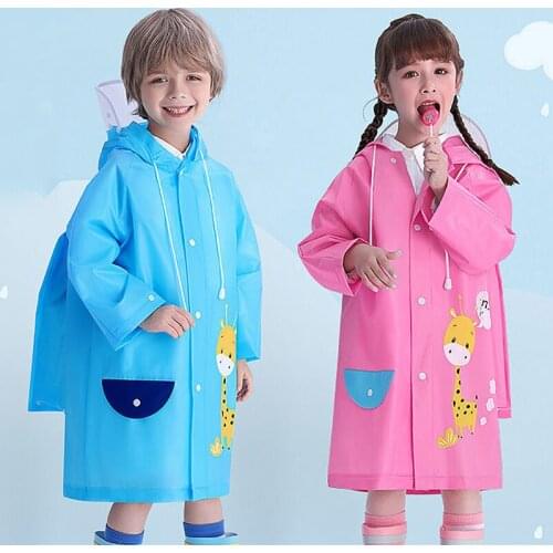 Cute High Quality New Kids Raincoat Wateproof Children S Rain Poncho Rain Coat Jacket with Backpack Position School Hiking