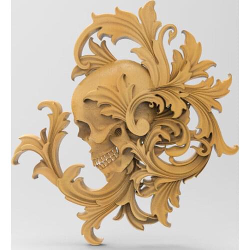Stl model Crafts Corner Skull Flower 3d model relief for cnc router engraver carving machine relief artcam aspire