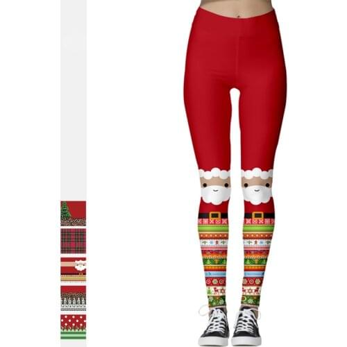 Christmas Print Fashion Womens Leggings Slim Fit Nine-Point Ladies Sports Leggings Hips Breathable Ladies Leggings For Fitness