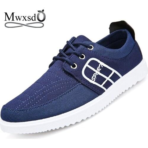 Mwxsd brand casual men flat shoes Mens Sneakers Breathable Ultra-light Loafers Canvas Comfortable Shoes