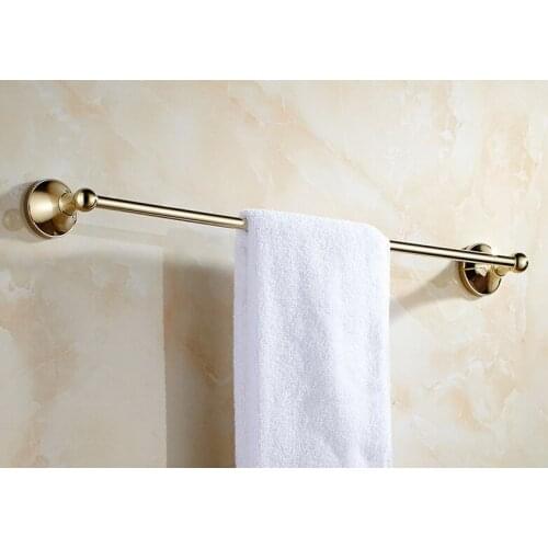 Wall Mounted Polished Gold Color Brass Bathroom Single Towel Bar Towel Rail Holder Bathroom Accessory mba875