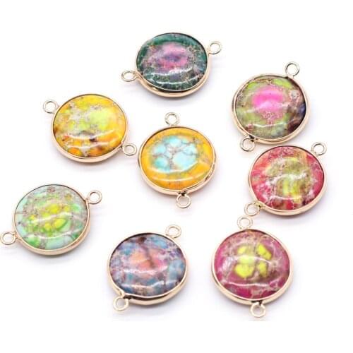 New Retro Style Emperor Stone Round Charms Pendant Connector for Jewelry Making DIY Necklace Bracelet Accessories Gift 20x30mm