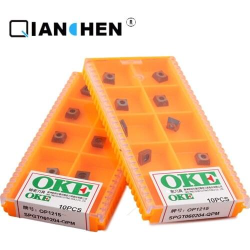 OKE 10pcs/lot High Precision High Performance High Strength CNC SPGT060204-QPM OP1215 Industry Carbide Inserts Hard Alloy