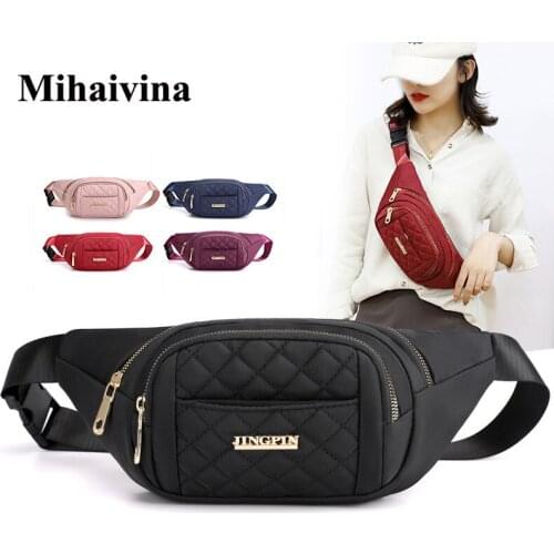 Mihaivina Women Waist Bags Fanny Pack Plaid Shoulder Bag Casual Chest Bag For Mens Waterproof Banana Waist Pack Belt Bags