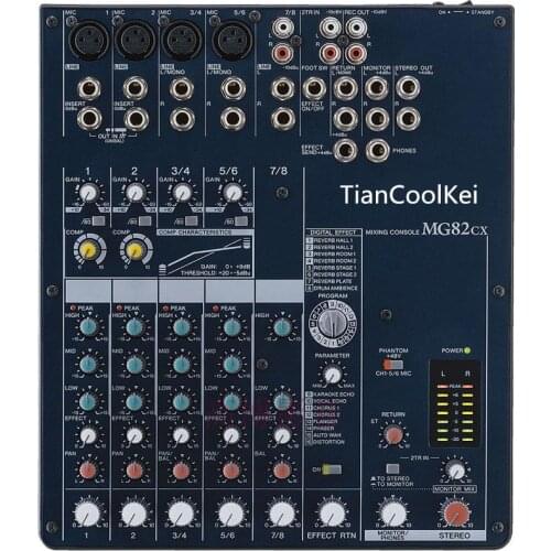 TIANCO MG82CX 8CH mixer professional stage DJ mixer 48V phantom power DSP with Effects karaoke mixer audio mixer mixing console