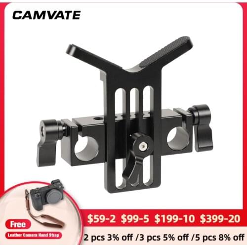 CAMVATE Adjustable (Lengthened) Y-Lens Support With 15mm Rail Rod Clamp For DSLR Camera Shoulder Rig 15mm Rod Support System New