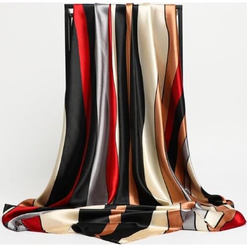 Square Scarf For Hair Bands Fashion Satin Hijab For Women Neckerchief Female Headband On The Head Wraps Print Shawls Bandana