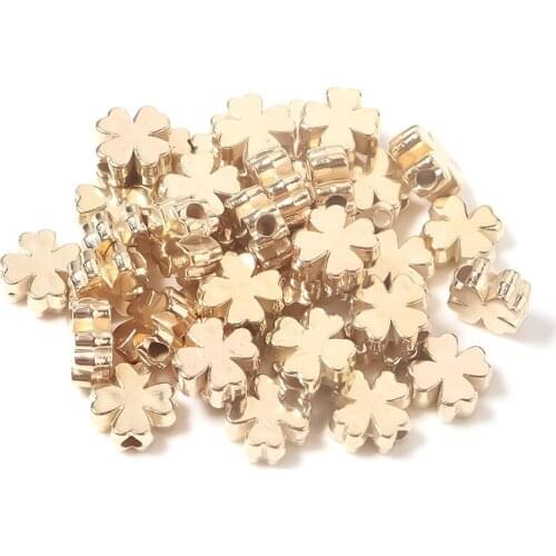 100Pcs/Lot Gold Color Four Leaf Clover CCB Beads 8mm Diameter Spacer For Jewelry Making Handmade Diy Bracelet Necklace