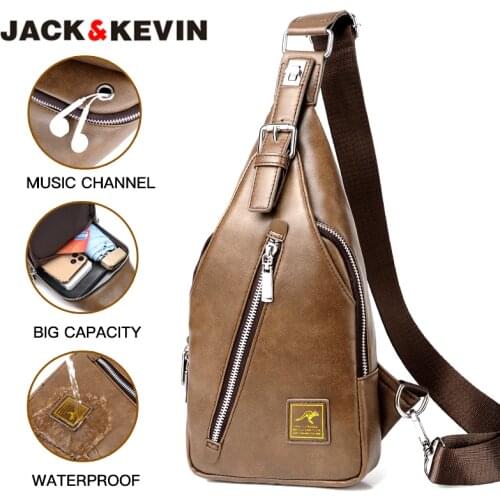 Jackkevin New Mens Retro Leather Shoulder Bags Anti-theft Rotatable Button Open Waist Bag For Men Crossbody Bags Strap Handbags