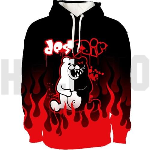 3D Print Danganronpa Monokuma Hoodie Cartoon Bear Pullovers Sweatshirt Winter Harajuku Lounge Wear Oversized Streetwear Hip Hop