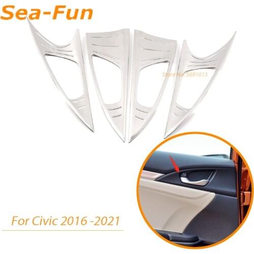 For Honda Civic 10th 2016 2017 2018 2019 2020 2021 Inner Door Handle Bowl Panel Cover Trim Frame Decorative Interior Accessories