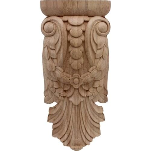 VZLX Woodcarving European Solid Wood Decals Flower Furniture Decoration Accessories Door Flower Corner Flower Head Home Decor