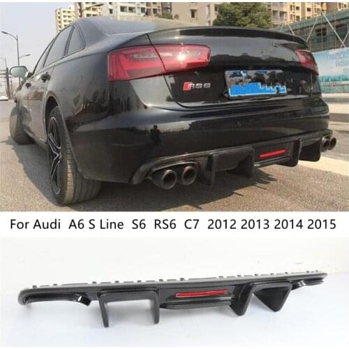 For Audi A6 S Line S6 RS6 C7 2012 2013 2014 2015 Real Carbon Fiber Rear Diffuser Lip Spoiler High Quality Car Bumper Accessories