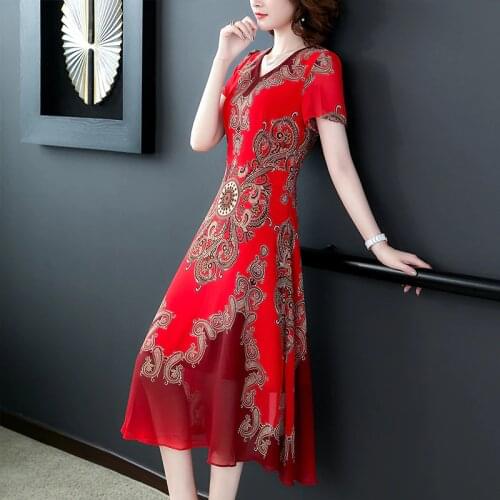 2021 Print Vintage Casual Long Dresses Summer Women Bodycon Party Vestidos 3XL Plus Size Floral Chiffon Beach Maxi Sundress