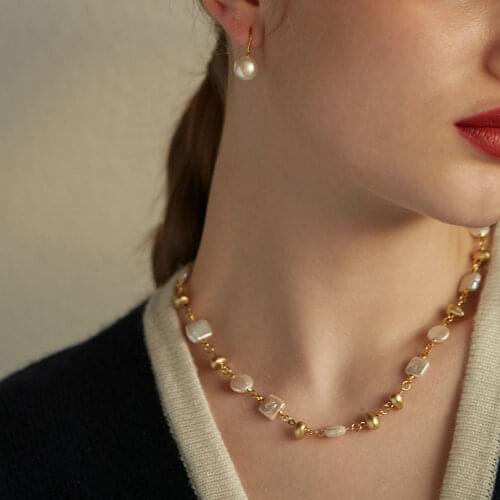 Vintage Baroque Pearl Irregular Beads Choker Retro Adjustable Chain Real Pearl Necklace 2020 Women Jewelry