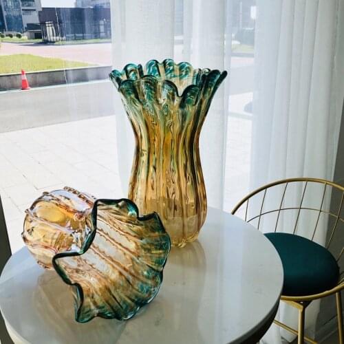 Glass Vase Golden Cabbage Modelling Colorful Wavy Flowers Simplicity Style Home Decor горшок для цветов Decoracion Hogar Moderno