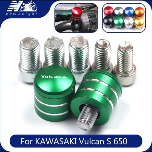 With Logo 2 Pcs For KAWASAKI Vulcan S 650 VN650 All Year Mtorcycle Aluminum Rearview Handlebar Mirror Bolt Screws Mount Adapter