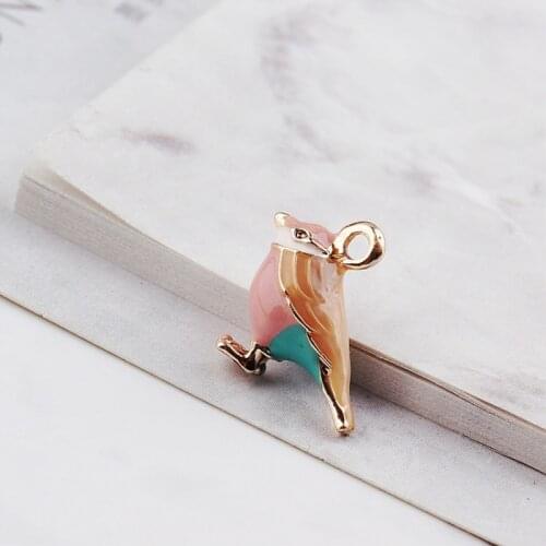 Doreen Box Enamel Resin Pendant Charms Gold Color Little Bird Shaped Jewelry Accessories For Necklace Bracelet Making DIY 2 pcs