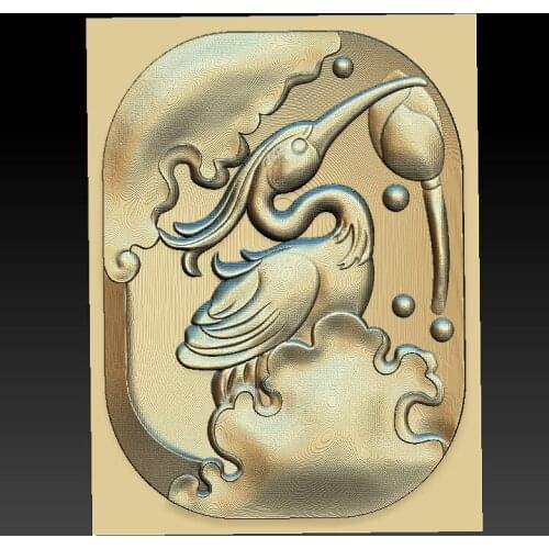 Bird crane 3d STL relief digital file -(73) STL Model for CNC Router Aspire Artcam 3D Printer Carving Engraver Bas Relief