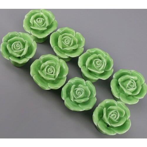 8PCS Creative Cupboard Cabinet Pull Handle Flower Knob Ceramic Dresser Knobs / Unique Porcelain Drawer Knobs Pulls
