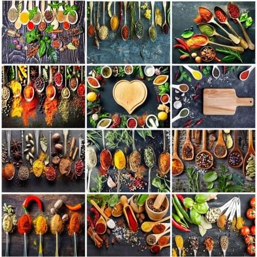 DIY 5D Diamond Painting Tableware Kitchen Cook Cross Stitch Square Round Diamond Embroidery Handwork Rhinestone Art Home Decor