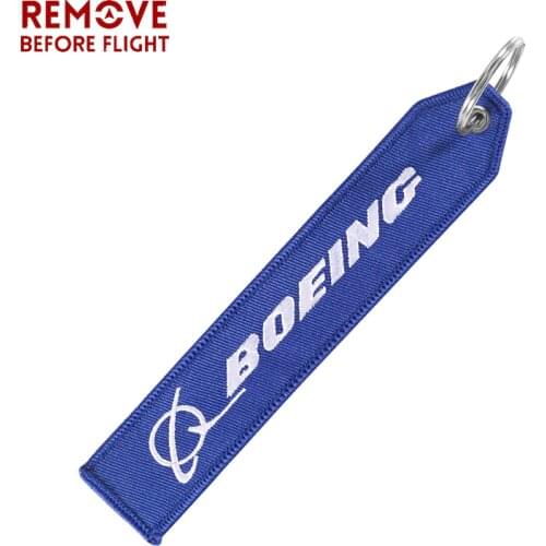 Remove Before Flight Boeing Keychain Embroidery Special Tag Label Aviation Key Chains for Gift OEM Key Ring Fashion Jewelry