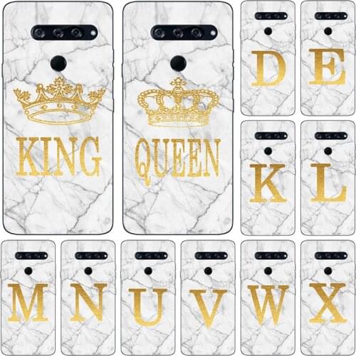 Phone Case For LG V50 V40 V30 Plus V20 ThinQ Stylo 5 4 Plus White Marble Golden English Letter Fashion Name Back Cover Shell