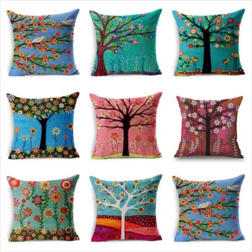 Home Decor Floral Cushion Cover 45X45 Pillow Covers Decorative For Safa Home Bedroom Pillow Case Linen Cushion Cover Decoration