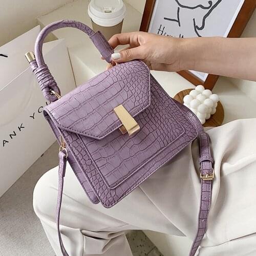 Purple Crocodile Pattern PU Leather Crossbody Bags For Women 2021 MINI Shoulder Handbags Female Summer Tote Bag