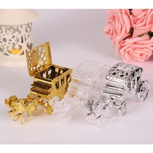Royal Carriage Design Wedding Favor Box/Candy Box/Wedding Candy Box Gold and Silver Cinderella Theme