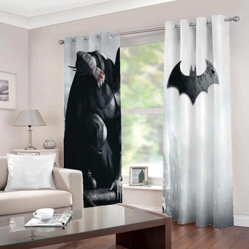 Creative Photo Super Black Bat 3D Stereoscopic Curtains For Children Room Bedroom Half-Blackout Polyester Fabric Drapes Sets