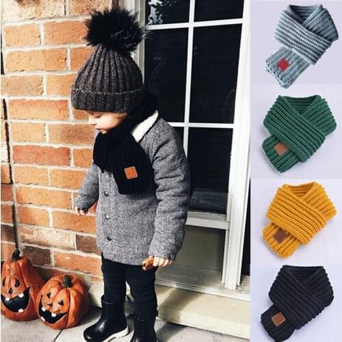 Hot Sale Kids Baby Boys Girls Winter Accessories Kids Pompom Scarf Warm Neck Warmer Scarves Knitting Cotton Neck Warmer Scarves