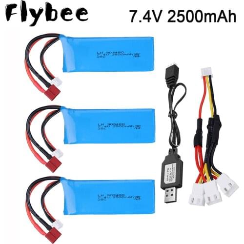 7.4V 2500mAh 25C Li-po Battery T plug For Syma X8C X8W X8G X8 RC HQ899 Quadcopter Parts 7.4V 903480 Toys Battery With Charger