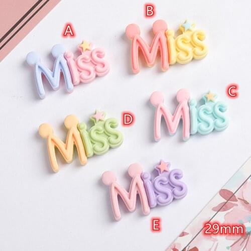 Miss Word Tag Cabochons Flatback for Scrapbooking 20pcs Pastel Colorful Miss Letter Slime Charms Flatbacks Button Embellishments