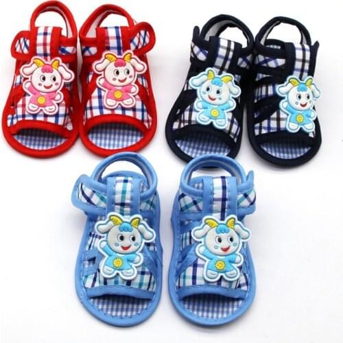 Cartoon Cotton Girl Shoes Summer Hollow Breathable Newborn Baby Shoes First Walkers Outdoor Soft Sole Shoes