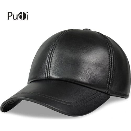 HL008 Man Spring Leather Adjustable Solid Deluxe Baseball Ball Cap Brand New Mens Black Sport Golf Trucker Hats & Caps