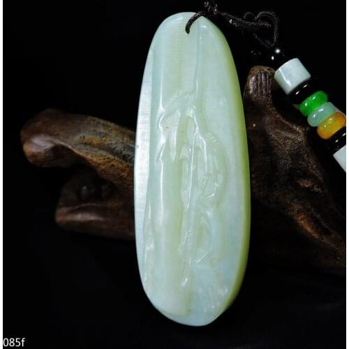 Jade Jewelry Certified Hetian Jade Pendant Hand-Carved Bamboo means Promotion Jadeite Necklace Pendant Gift No Treatment 085f