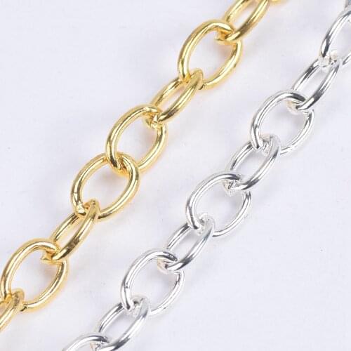 5Meters Gold/Silver 6.5x4.5mm Oval Iron Metal Open Link Chain For Jewelry Making DIY Bag Chain accessories