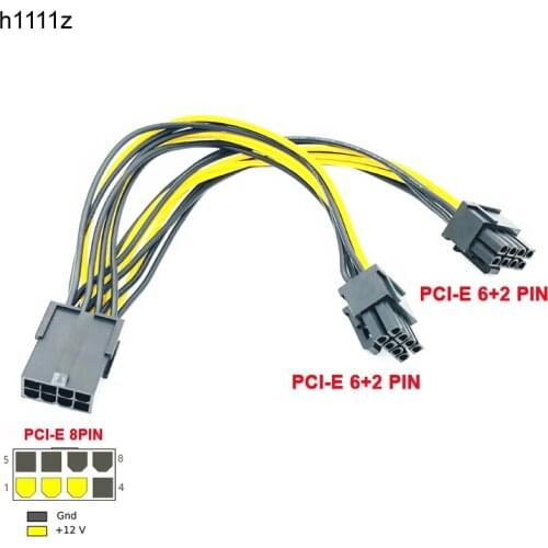 PCI-Express PCIE 8 Pin to Dual 8 (6+2) Pin VGA Graphic Video Card Adapter Power Supply Cable 20cm for BTC Bitcoin Miner Mining