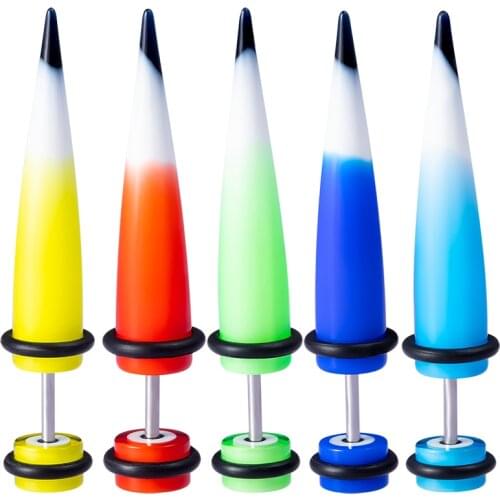 2-5pcs Acrylic Illusion Ear Fake Plug Tunnel Stretcher Taper Spike Cheater Expander Stud Earrings Gauges Piercing Body Jewelry